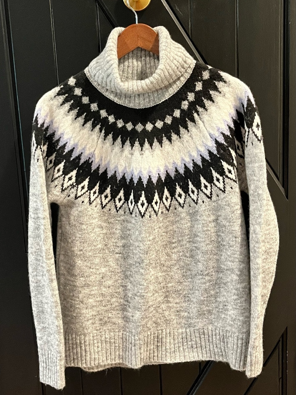Women's Gray Fair Isle Turtleneck Sweater